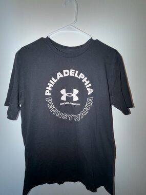 Under Armour Black Tee with White Philadelphia Logo